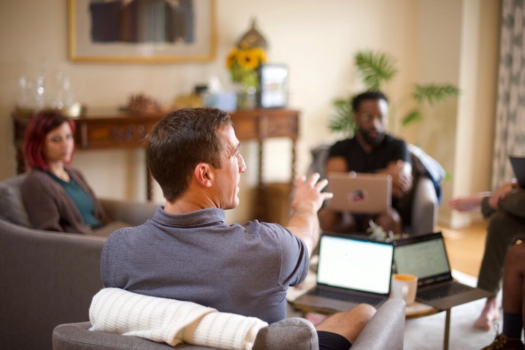 person speaking in meeting